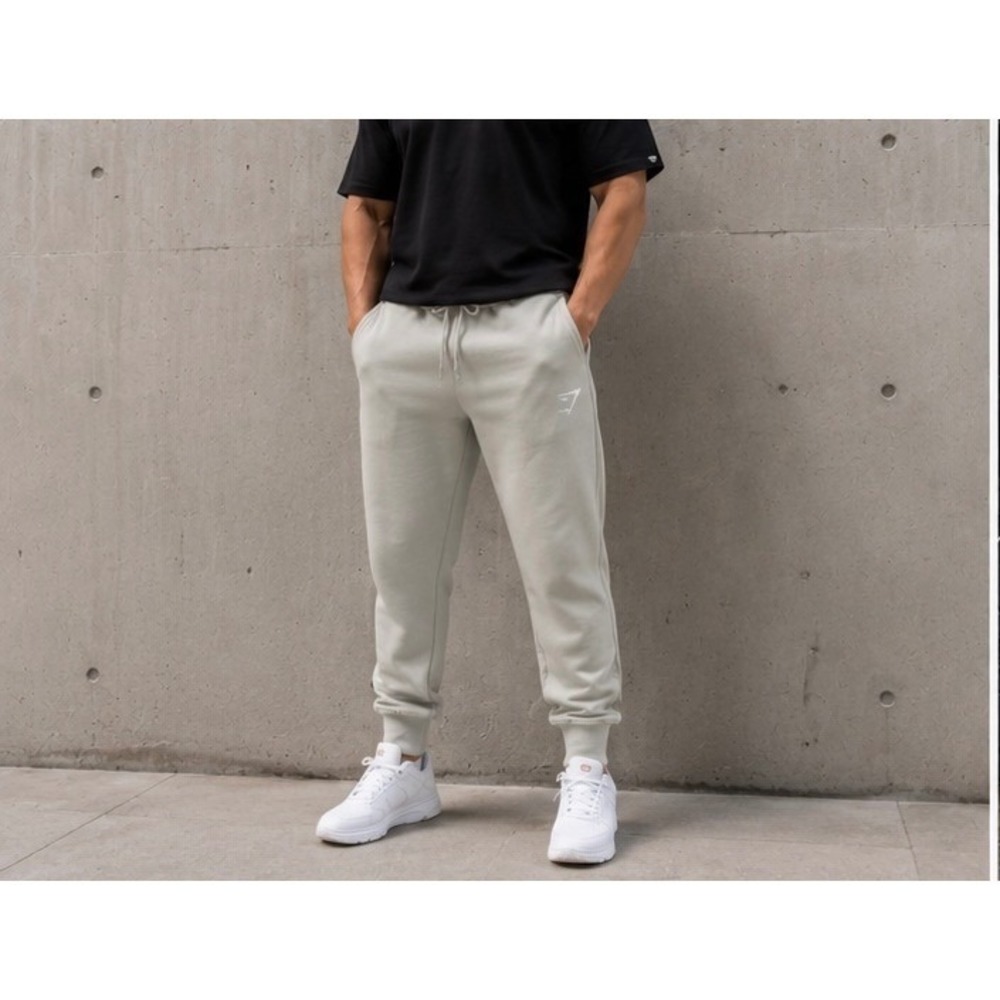 Gymshark Crest Joggers Mens Medium Sage Green Fleece Tapered Sweatpants A2A4H